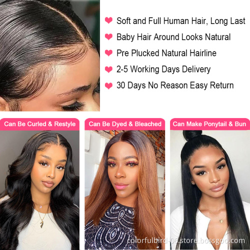 Top Quality Cheap Closure Wigs Human Hair 5*5 Lace Front Wig Pre Plucked Colored human hair closure body wave wigs